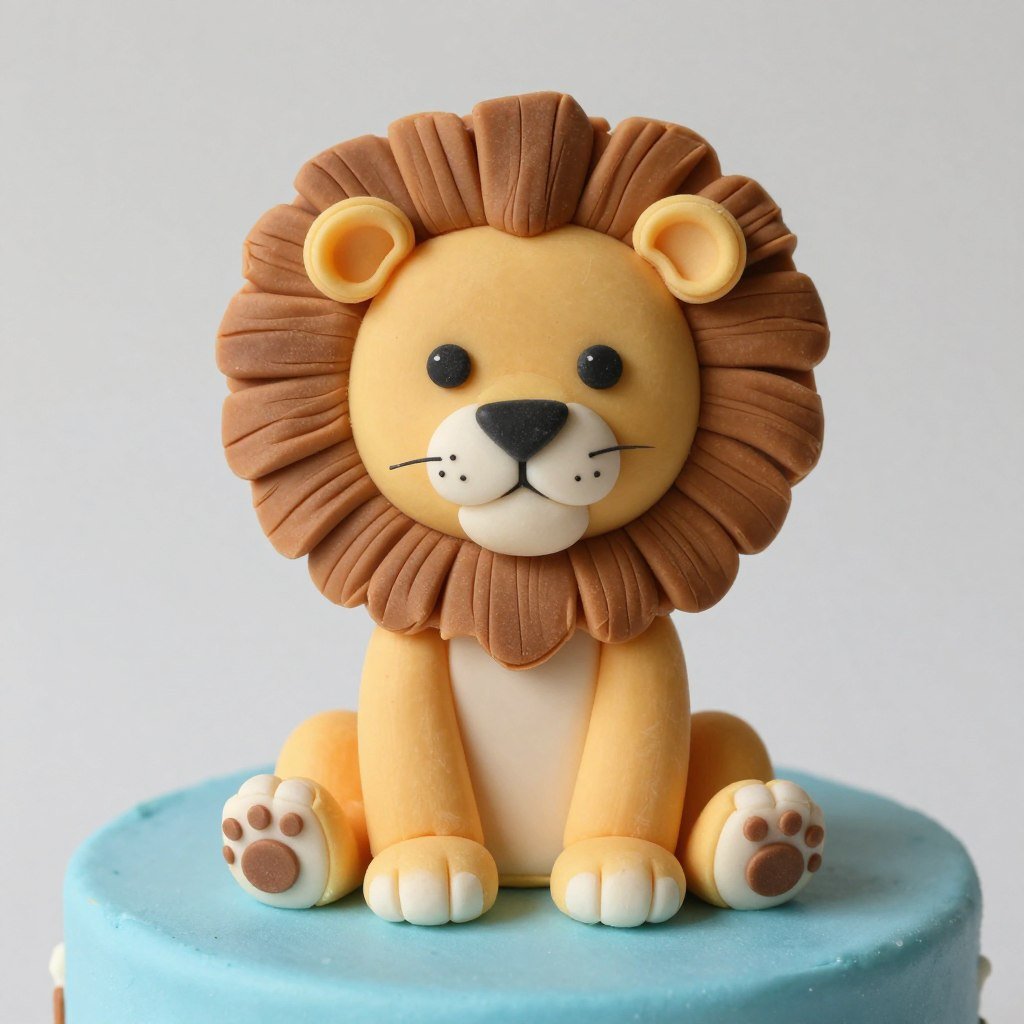 Lion cake topper for first birthday celebration Lion cake topper for first birthday celebration