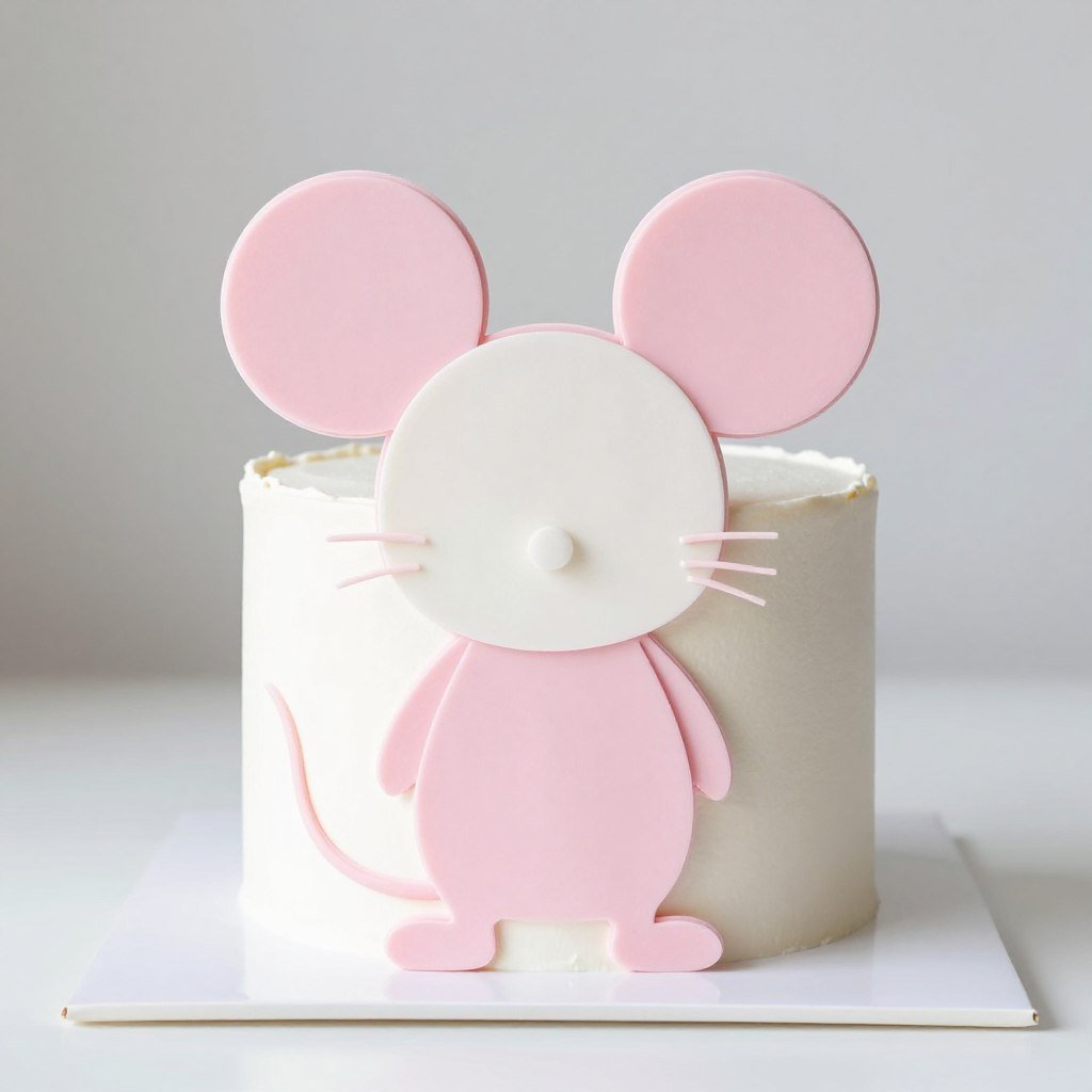 Minimalist character cake with simple mouse silhouette Minimalist character cake with simple mouse silhouette