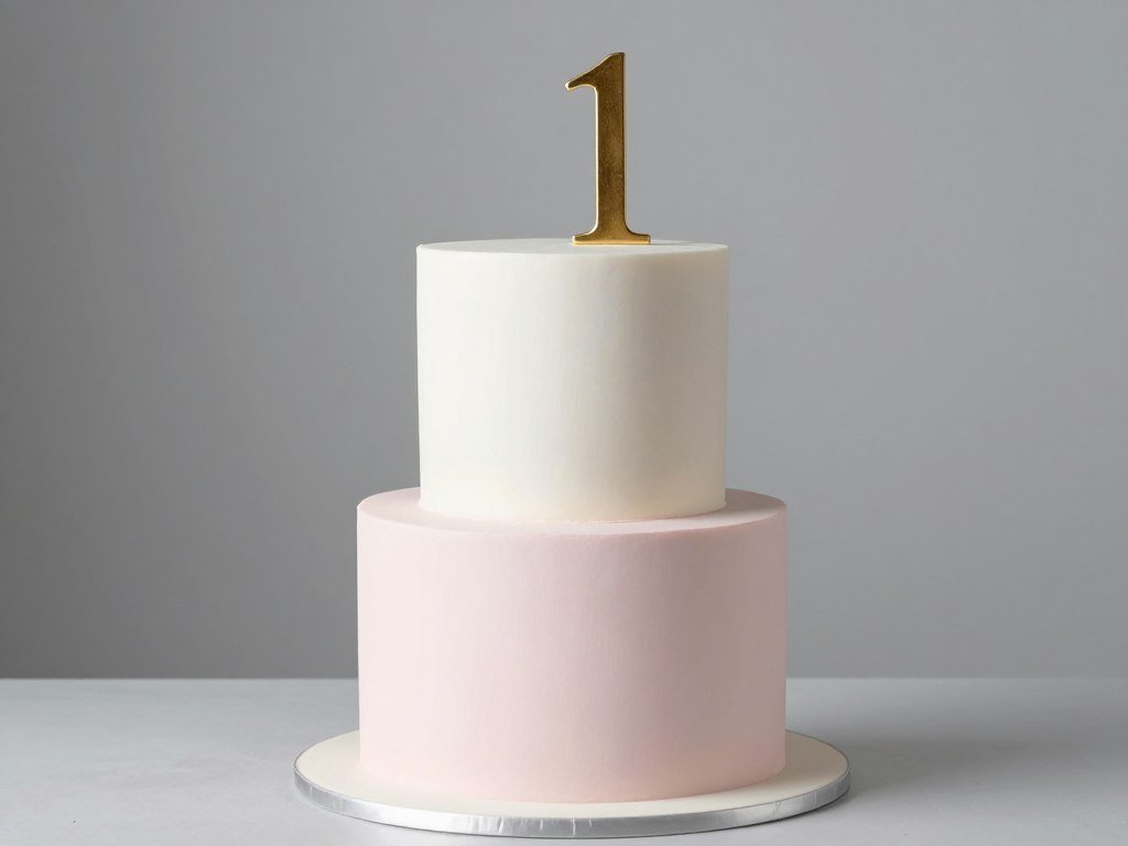 Minimalist white and pink cake for baby girl first birthday Minimalist white and pink cake for baby girl first birthday