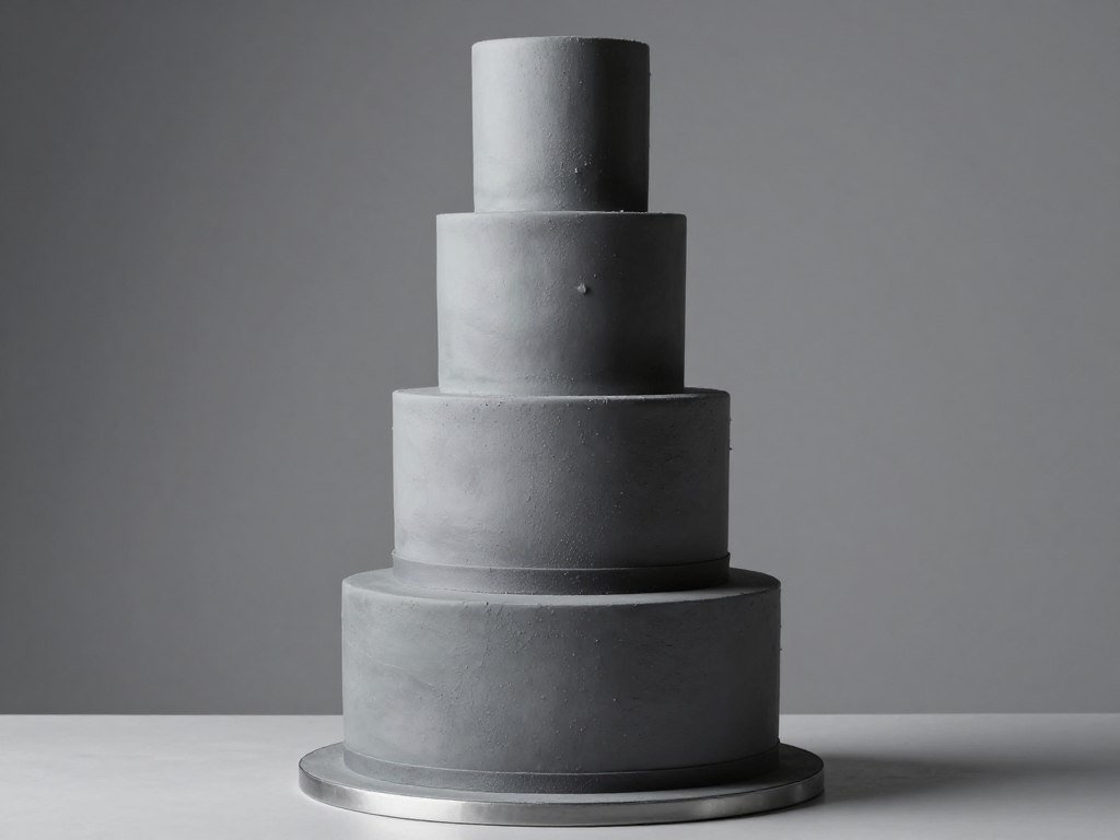 Monochromatic gray birthday cake for men with texture variation