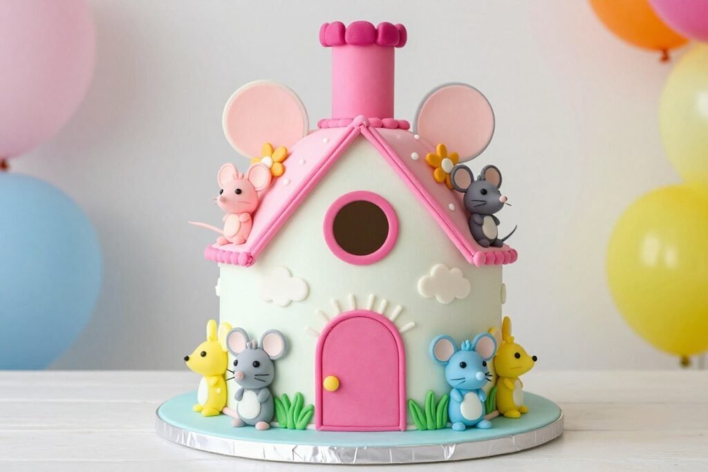 Mouse clubhouse theme cake with character friends Mouse clubhouse theme cake with character friends