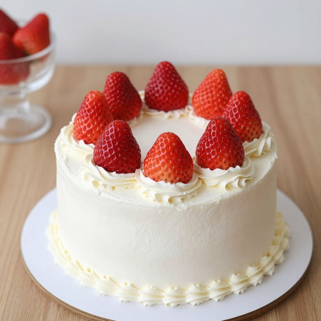 Simple cake enhanced with fresh strawberries Simple cake enhanced with fresh strawberries