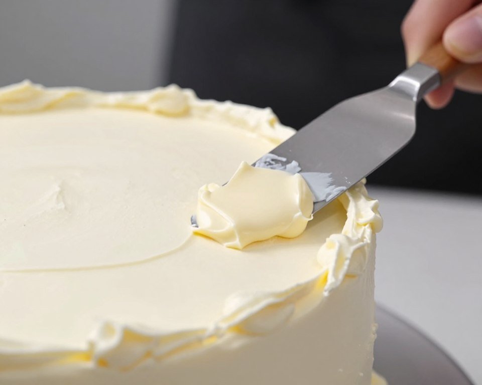 Smooth buttercream frosting application technique