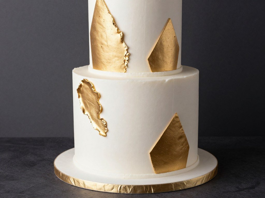 Sophisticated cake with gold metallic accents