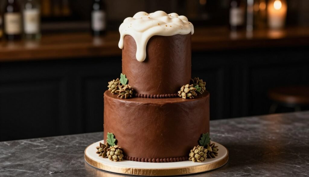 Sophisticated craft beer themed birthday cake for men