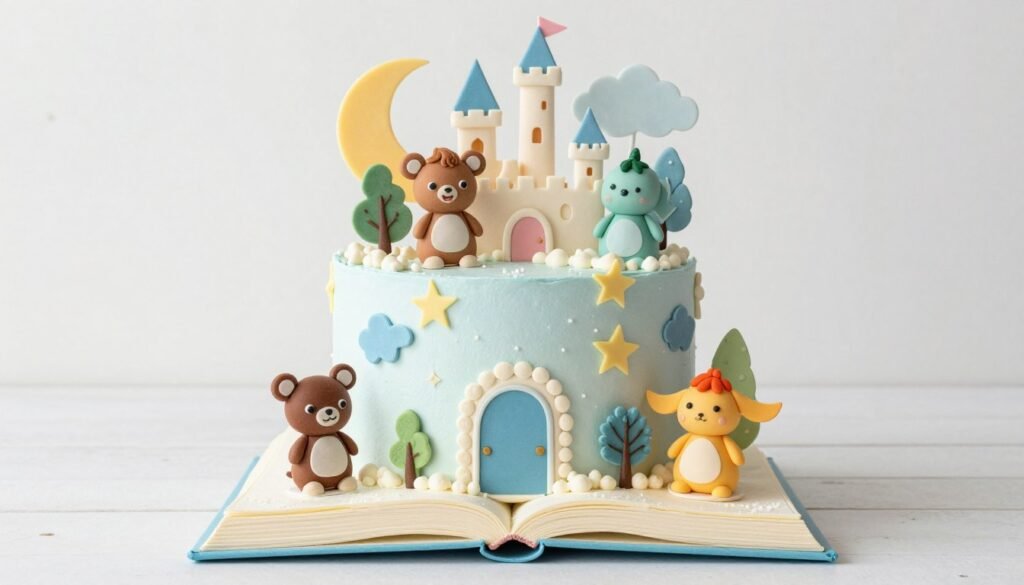 Storybook themed first birthday cake Storybook themed first birthday cake