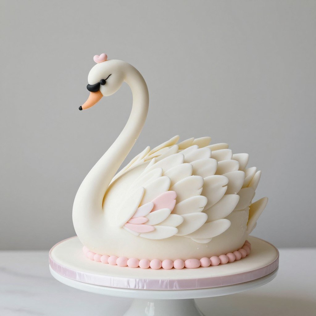 Swan cake with pink and white elegant design Swan cake with pink and white elegant design