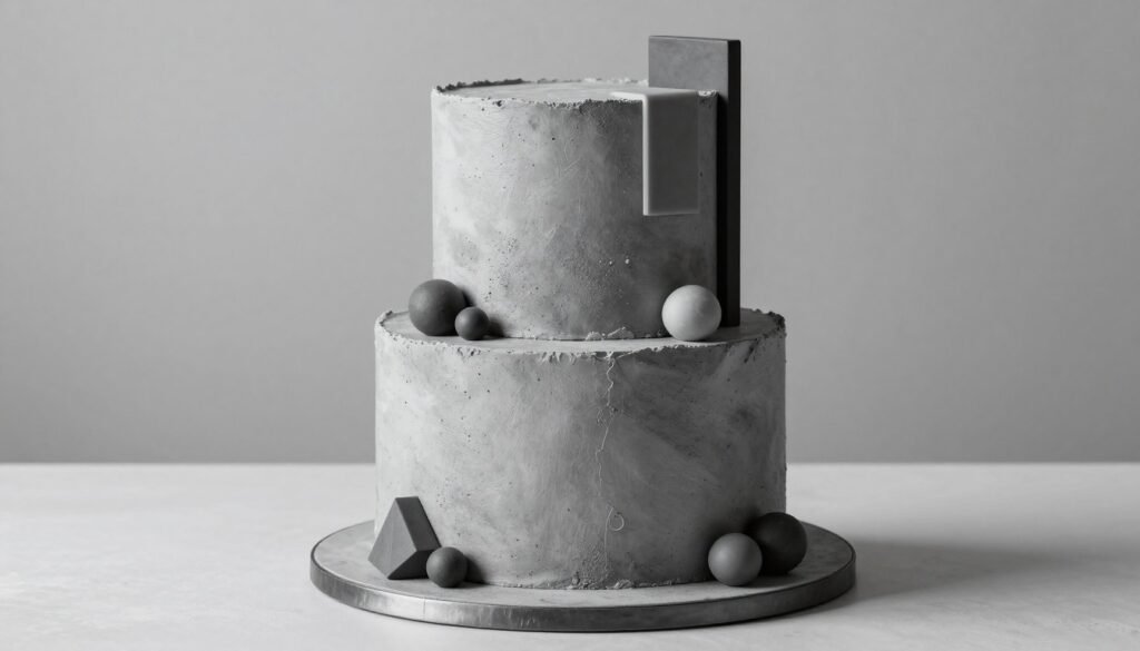 Textured birthday cake for men with concrete effect finish