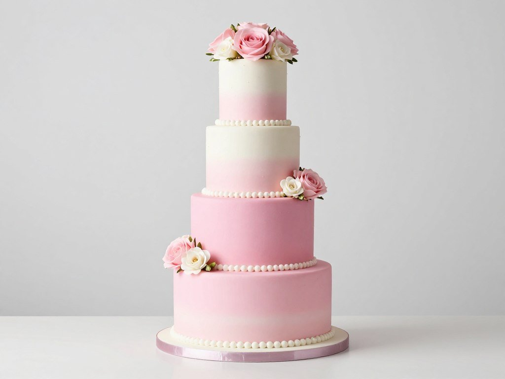 Three tier pink and white cake for baby girl first birthday Three tier pink and white cake for baby girl first birthday