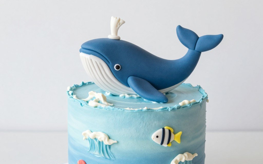 Whale themed first birthday cake Whale themed first birthday cake