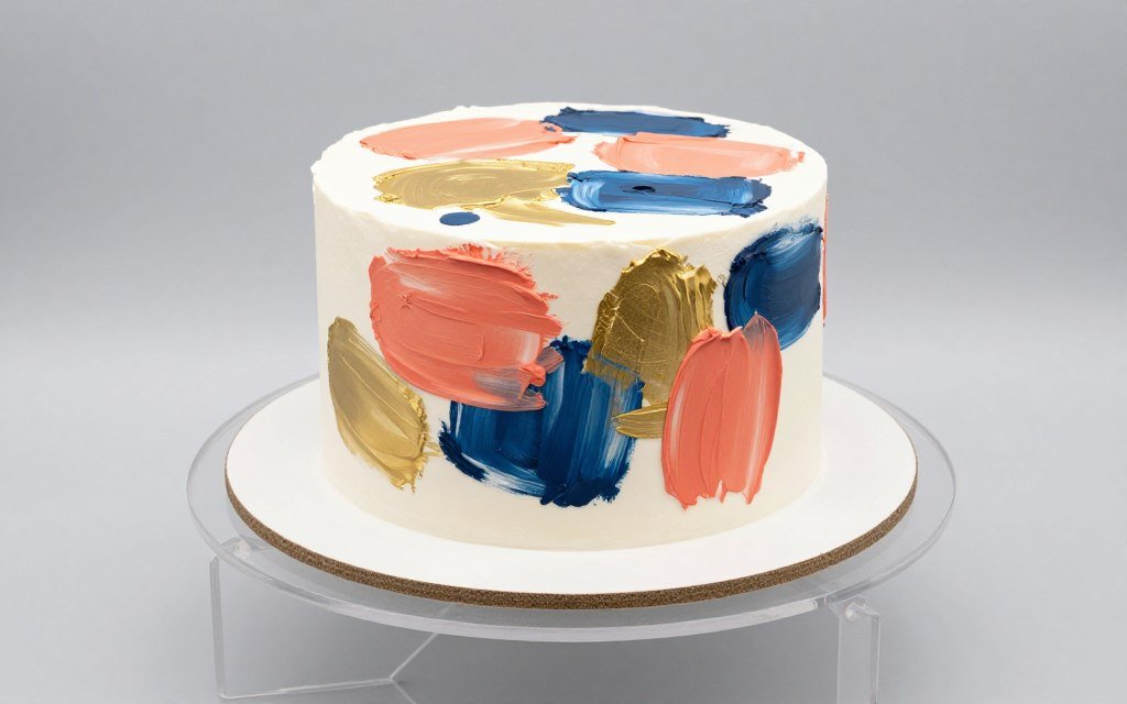 abstract brushstroke birthday cake design artistic