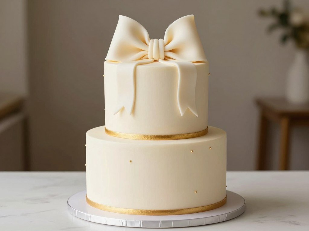 adult birthday elegant bow cake