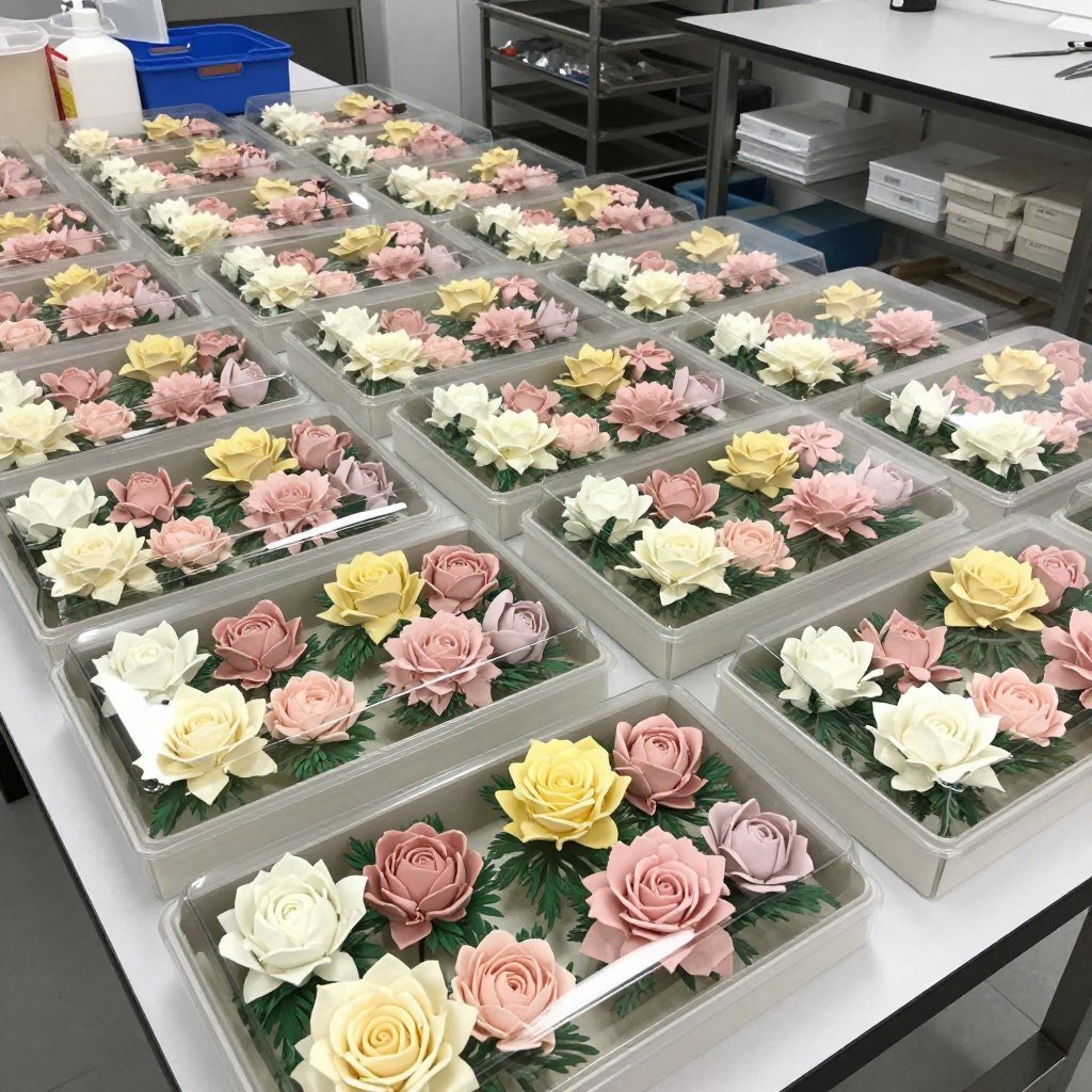 advance preparation of sugar flowers for birthday cake