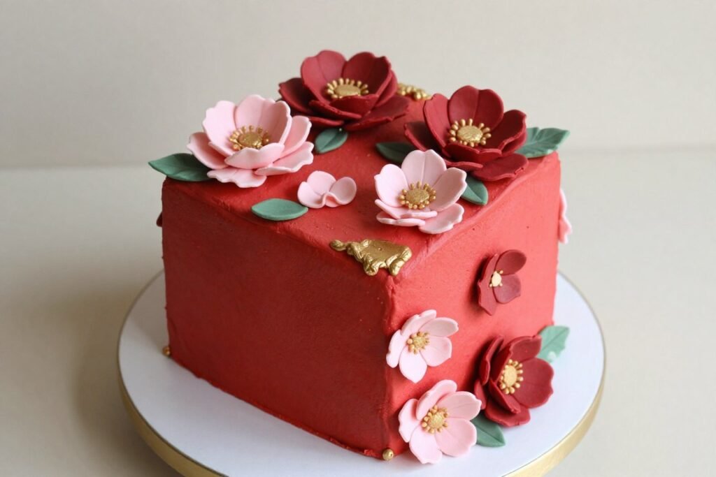 aesthetic cake design with red flowers aesthetic cake design with red flowers