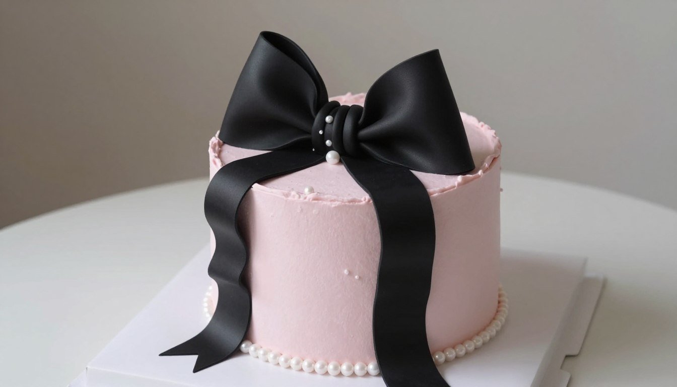 aesthetic cake designs coquette black with elegant black bows and ribbons