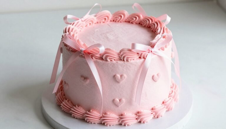 aesthetic cake designs coquette pink with heart decorations and soft buttercream frosting