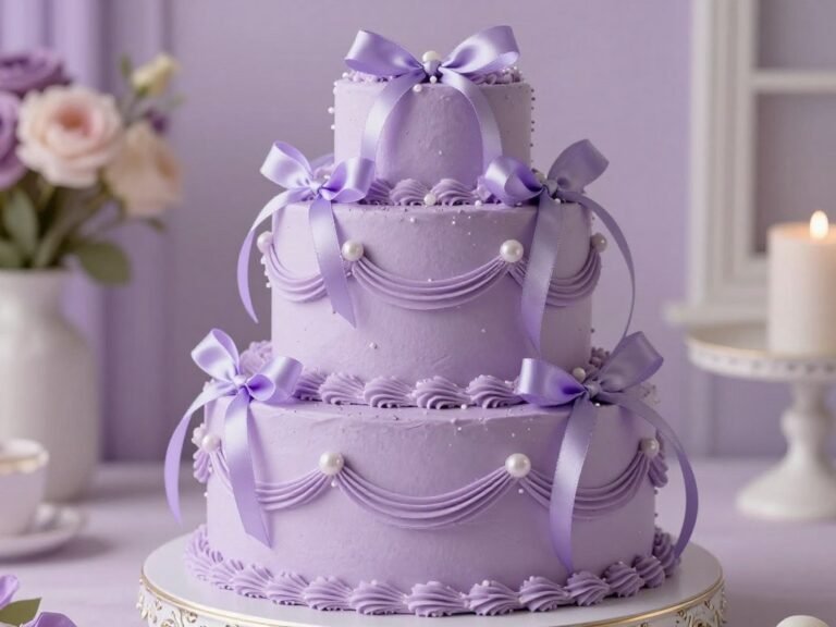 aesthetic cake designs coquette purple with ribbons and bows