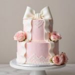 aesthetic cake designs coquette with pink ribbons and vintage details