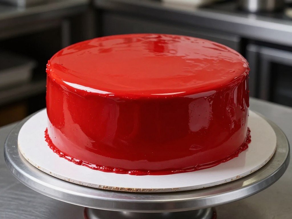 aesthetic cake designs korean red with mirror smooth buttercream finish