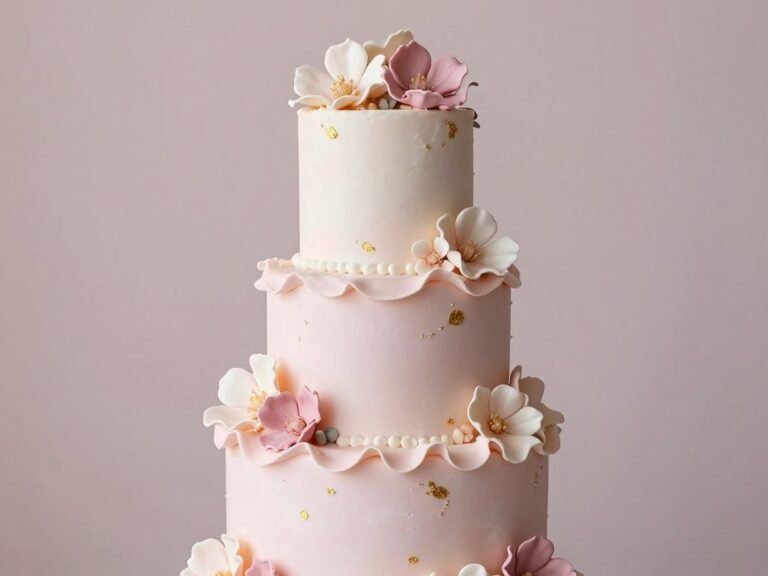 aesthetic fondant cake designs girly with soft pink hues and sugar flowers