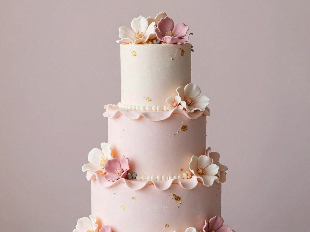 aesthetic fondant cake designs girly with soft pink hues and sugar flowers