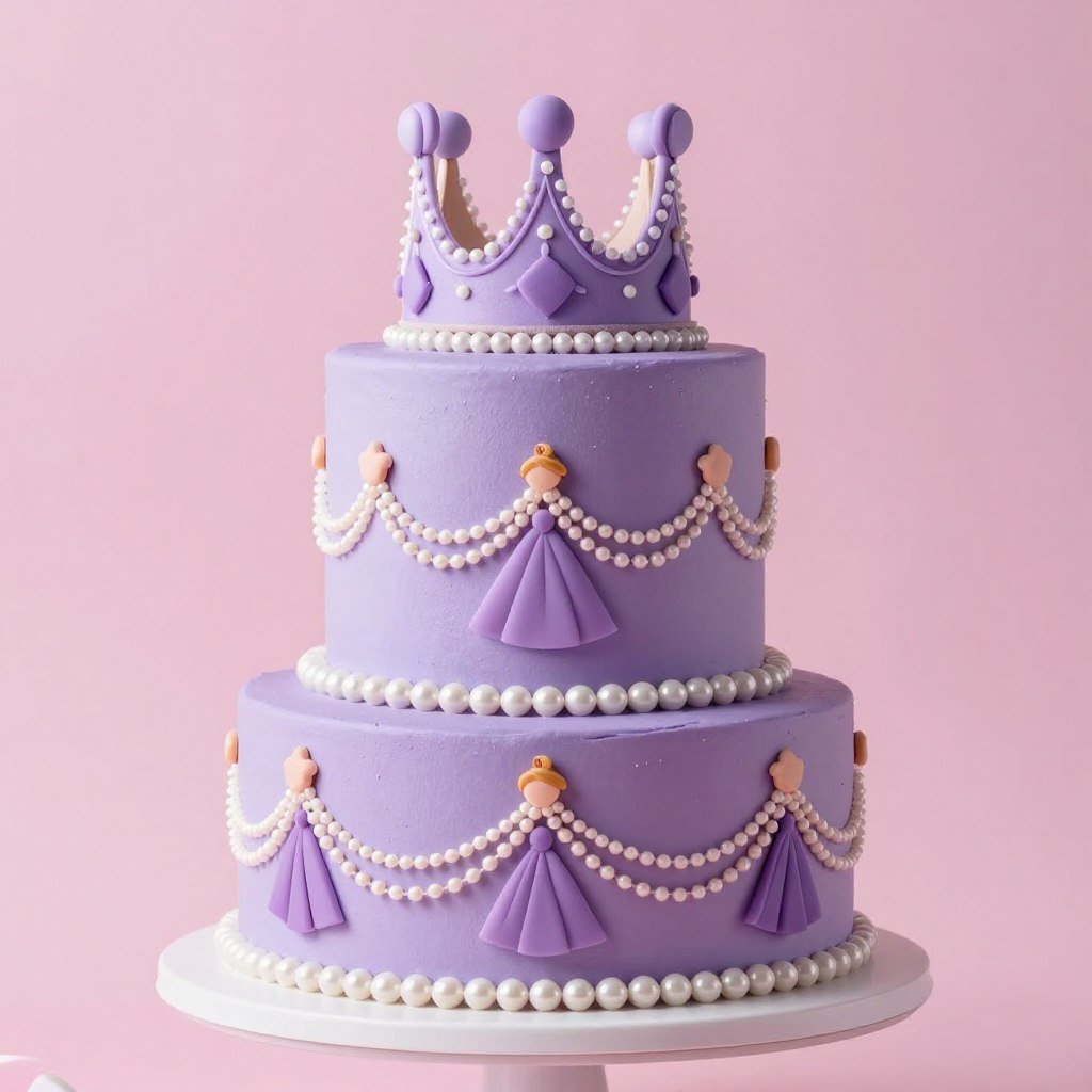 aesthetic purple princess crown cake design
