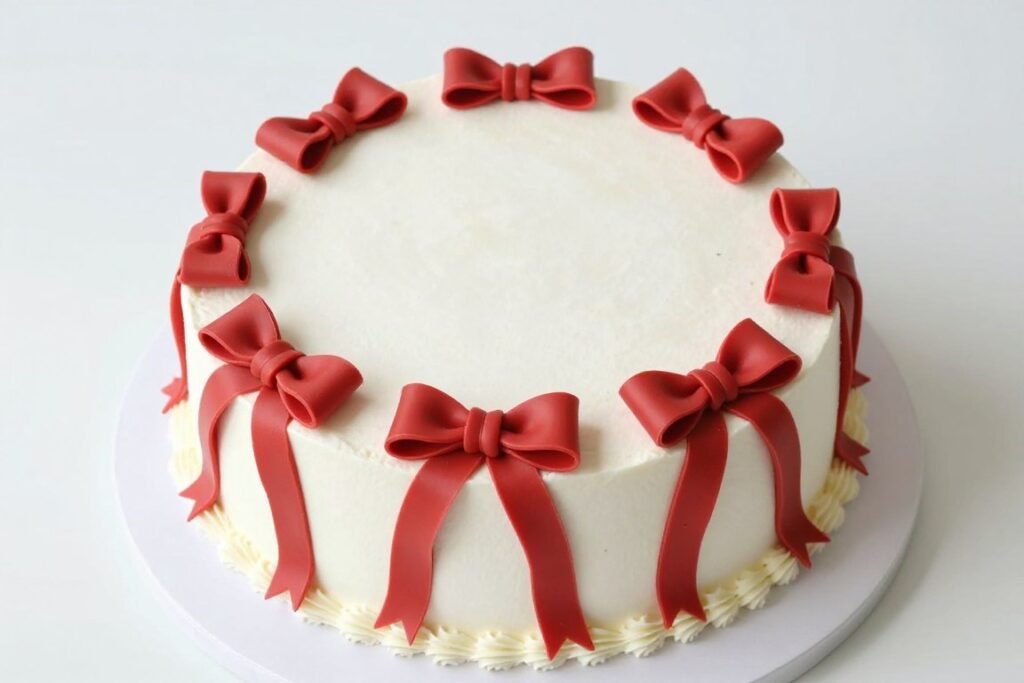 aesthetic red cake with bow details aesthetic red cake with bow details