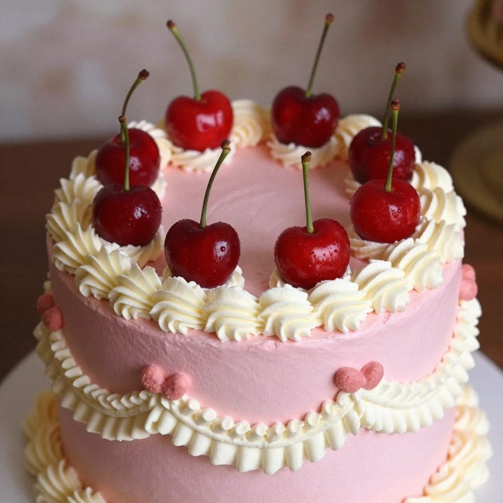 aesthetic red cake with cherry decorations aesthetic red cake with cherry decorations
