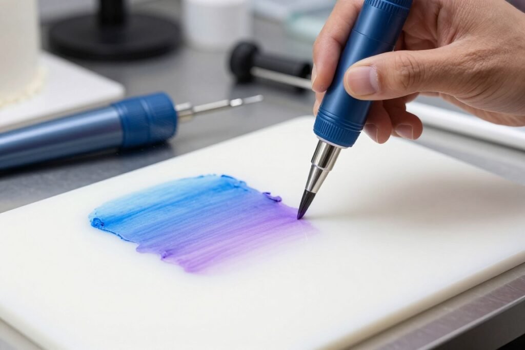 airbrush creating gradient effect on anime cake fondant smooth color transition airbrush creating gradient effect on anime cake fondant smooth color transition