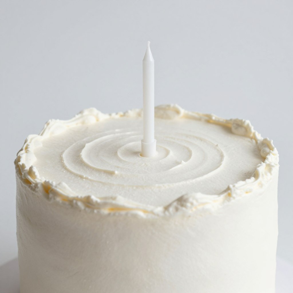 all white minimalist birthday cake with subtle texture