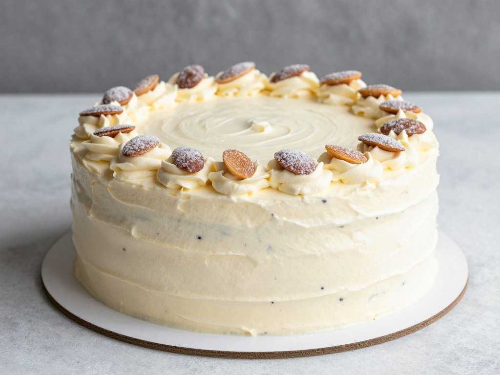 almond cake with vanilla frosting almond cake with vanilla frosting