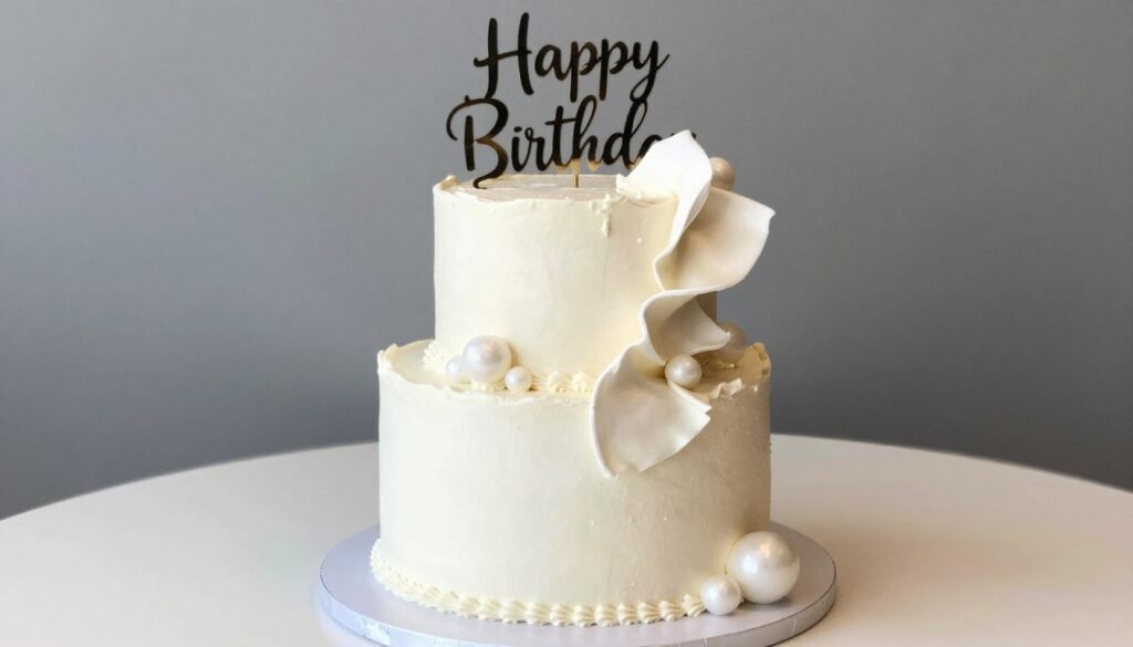 artistic asymmetrical white coquette birthday cake for social media artistic asymmetrical white coquette birthday cake for social media