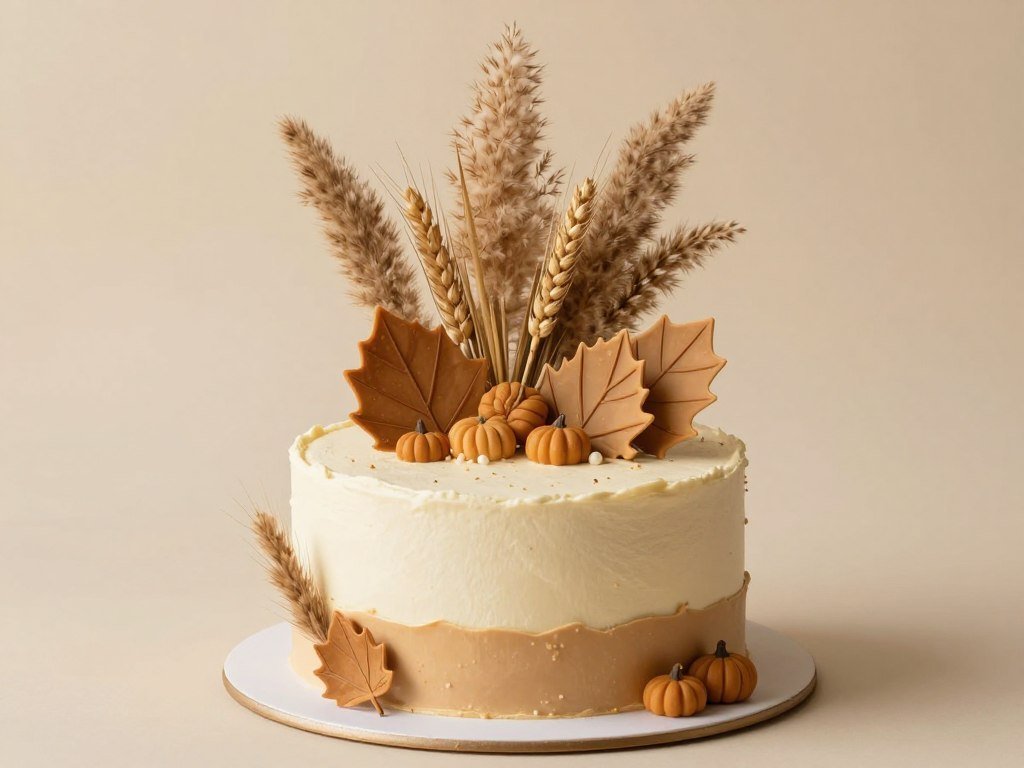 autumn korean cake design with warm neutral tones autumn korean cake design with warm neutral tones