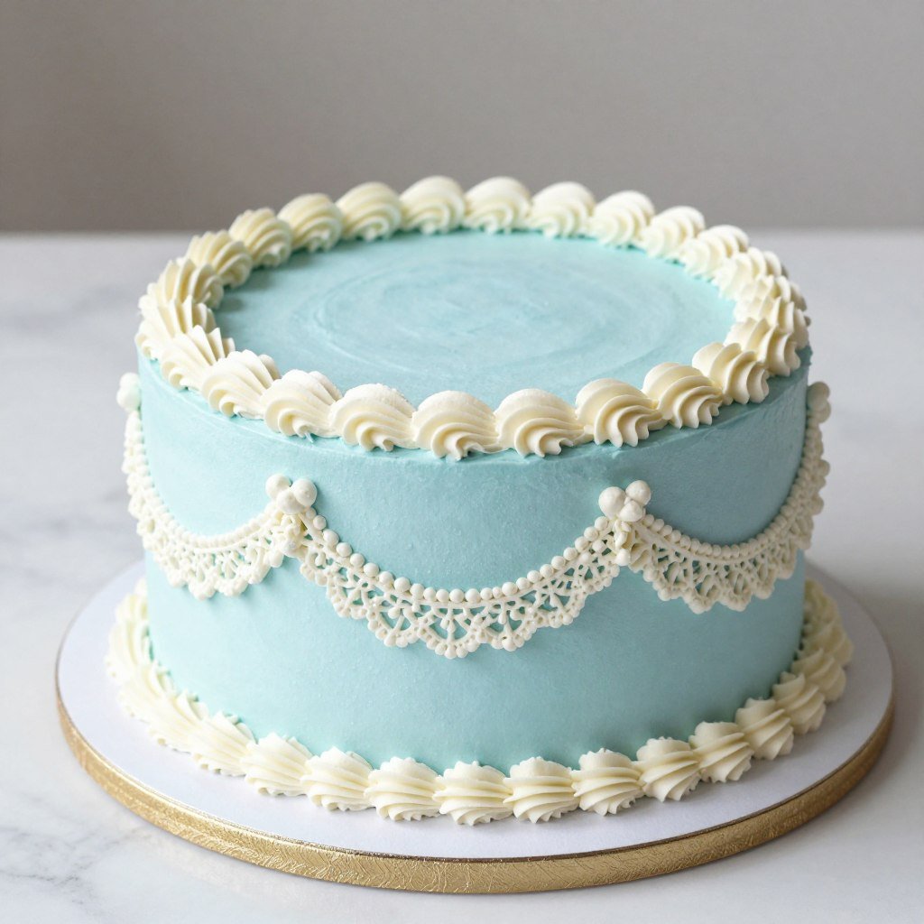 baby blue birthday cake with lace details baby blue birthday cake with lace details