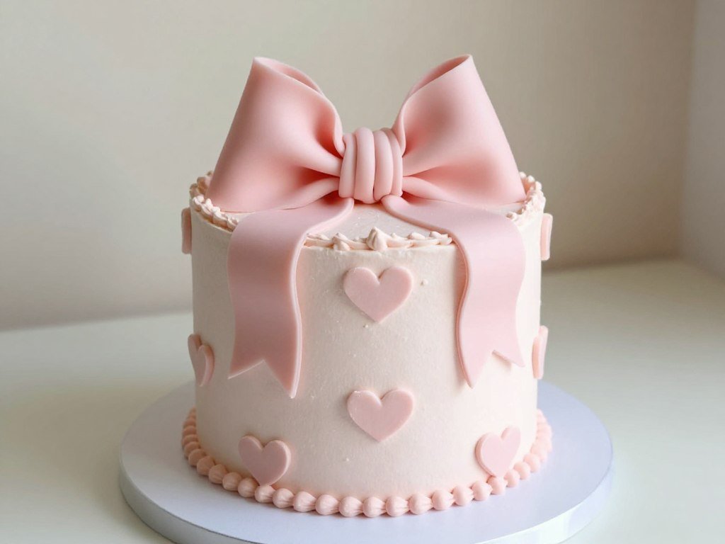 baby shower cake in soft pink coquette style