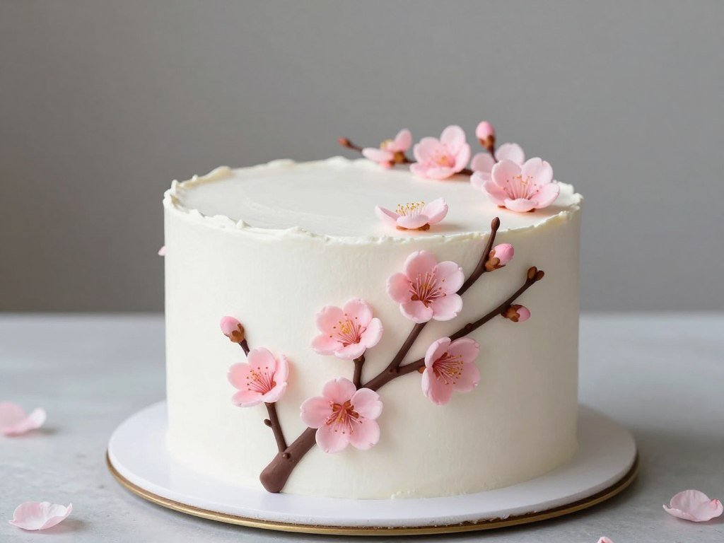 background pink tones with cherry blossom cake design background pink tones with cherry blossom cake design