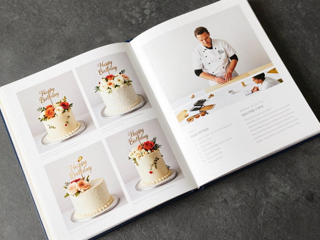 baker portfolio showing floral cake designs