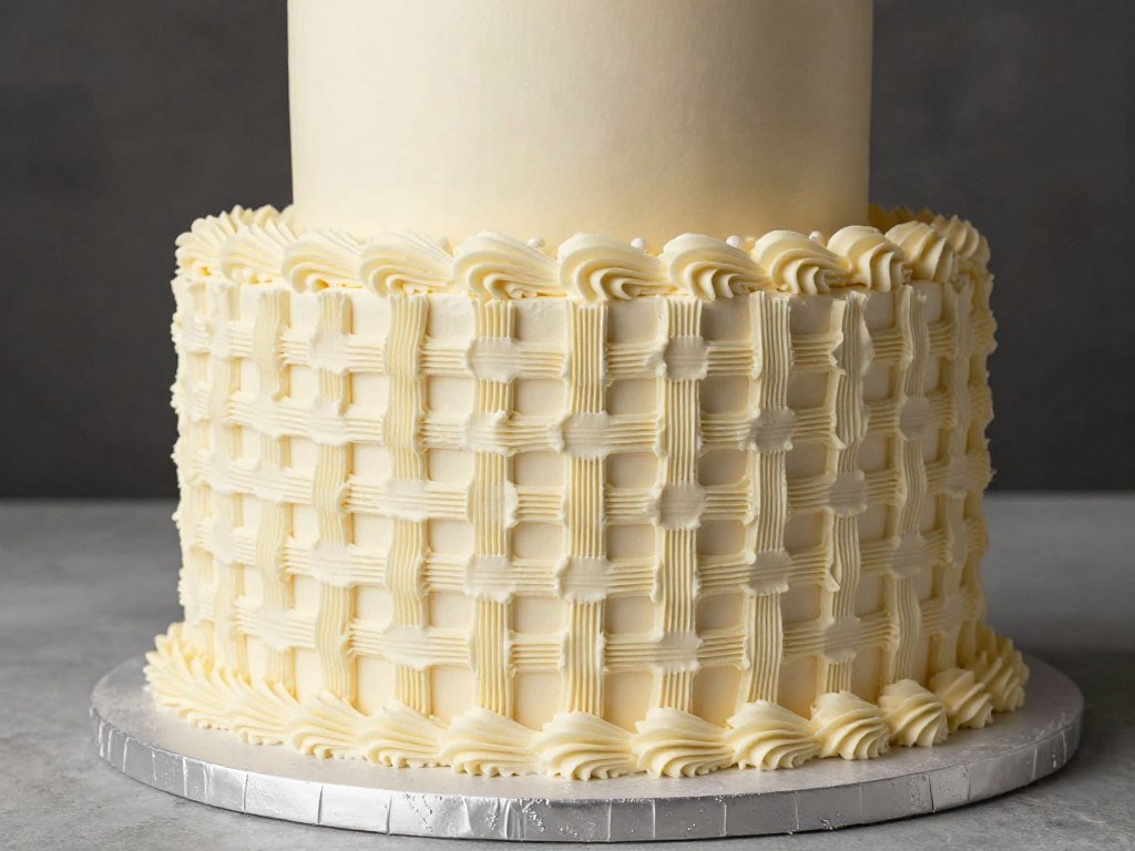 basket weave textured birthday cake
