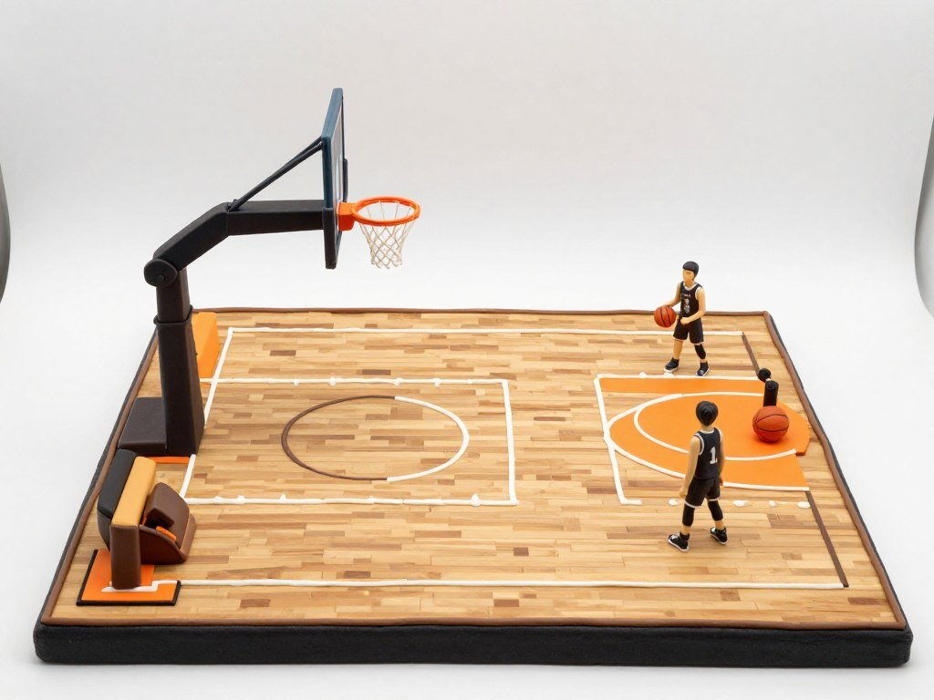 basketball court birthday cake with player figures basketball court birthday cake with player figures