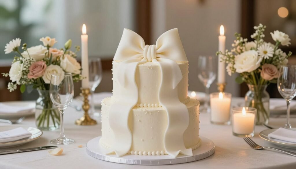 beautiful aesthetic bow cake at celebration
