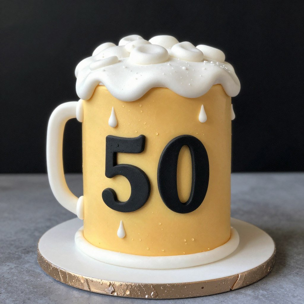 beer mug shaped 50th birthday cake