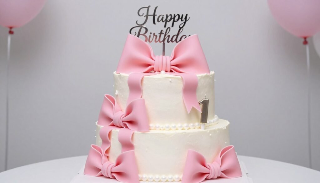 birthday bow cake girly design