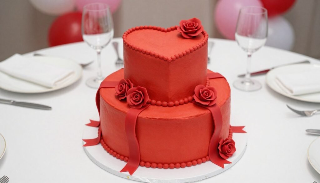 birthday cake coquette red design with multiple tiers birthday cake coquette red design with multiple tiers