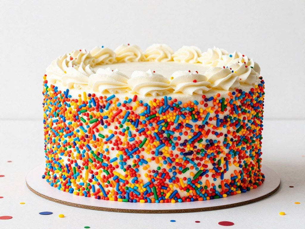 birthday cake covered in colorful sprinkles birthday cake covered in colorful sprinkles