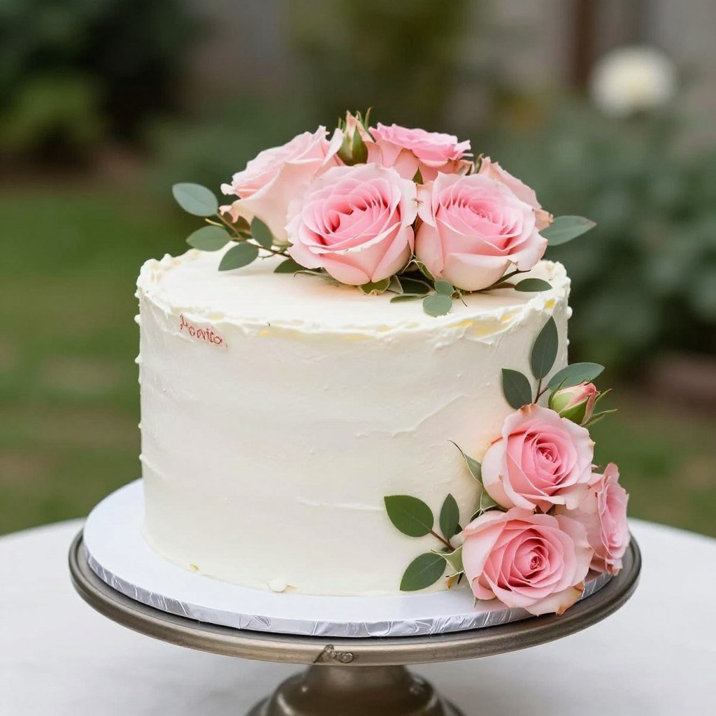 birthday cake decorated with fresh flowers birthday cake decorated with fresh flowers