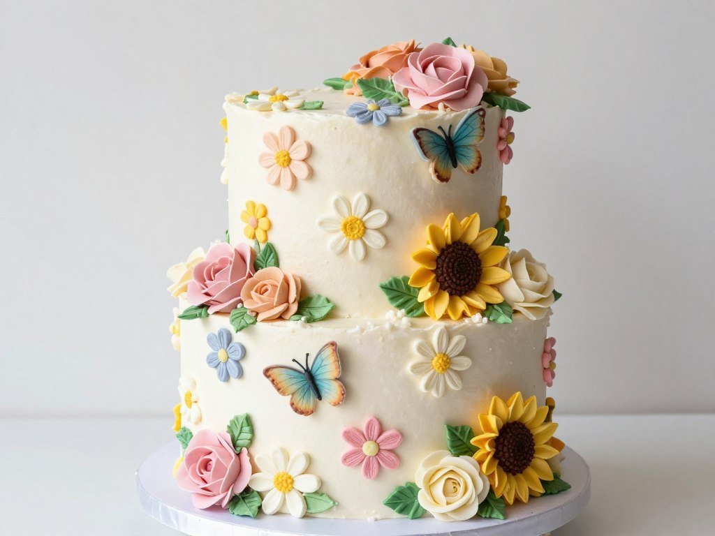 birthday cake for kids with flower garden decorations birthday cake for kids with flower garden decorations