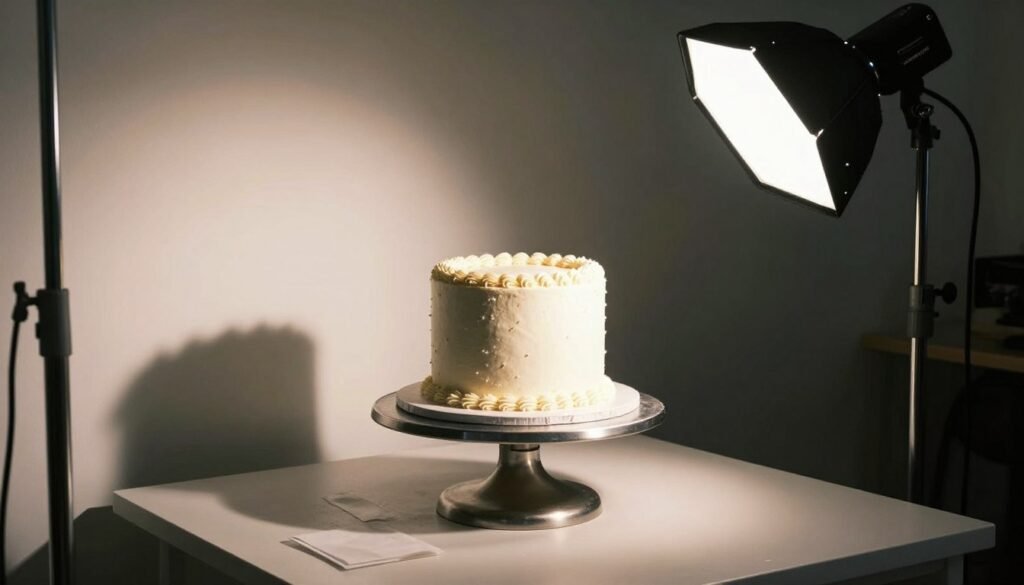 birthday cake photographed with professional lighting setup birthday cake photographed with professional lighting setup