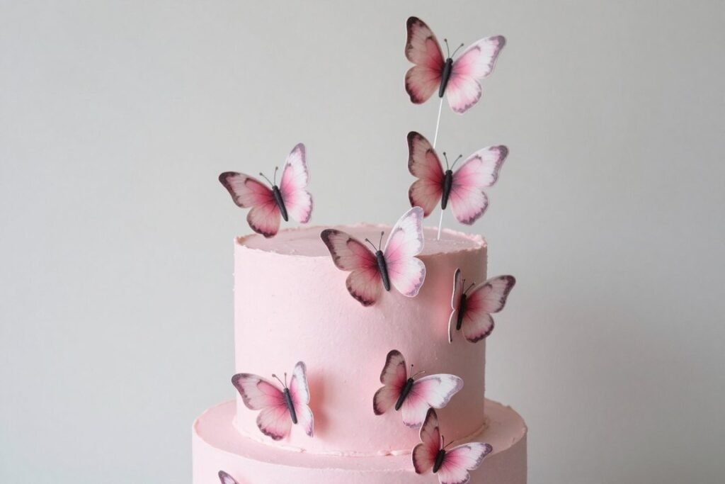 birthday cake pink with butterfly decorations birthday cake pink with butterfly decorations