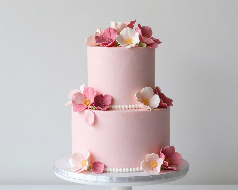birthday cake pink with sugar flower decorations birthday cake pink with sugar flower decorations