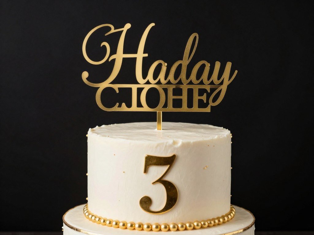 birthday cake with elegant age number topper
